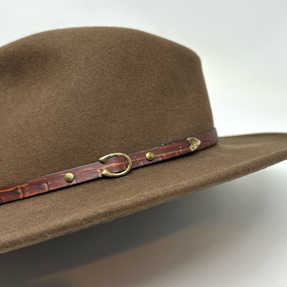 Lite Felt Wool Hat Size Medium USA Brown Tan Western Christy Coastal Cowgirl - Picture 2 of 13